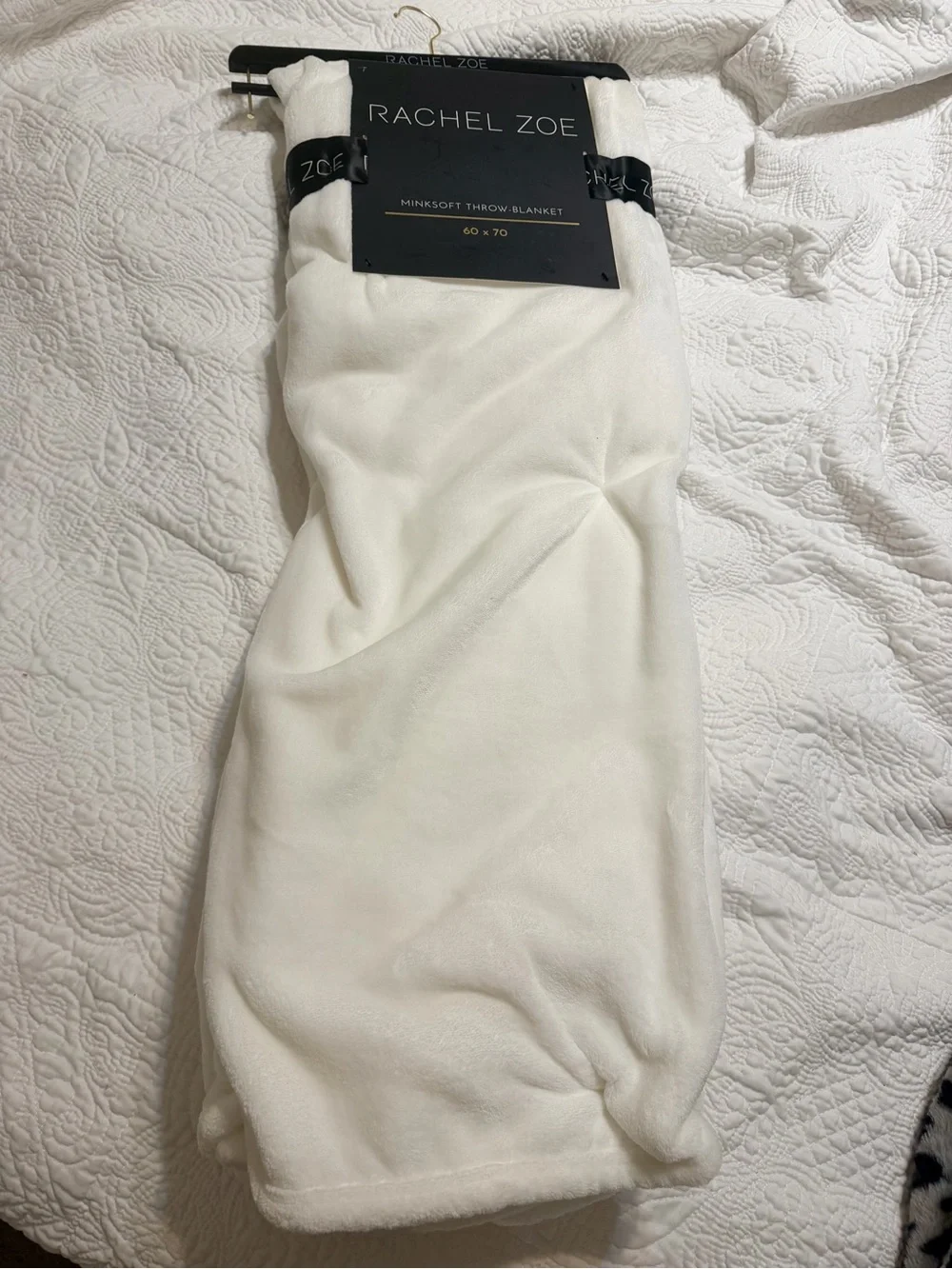Cream mink Rachel Zoe throw blanket
